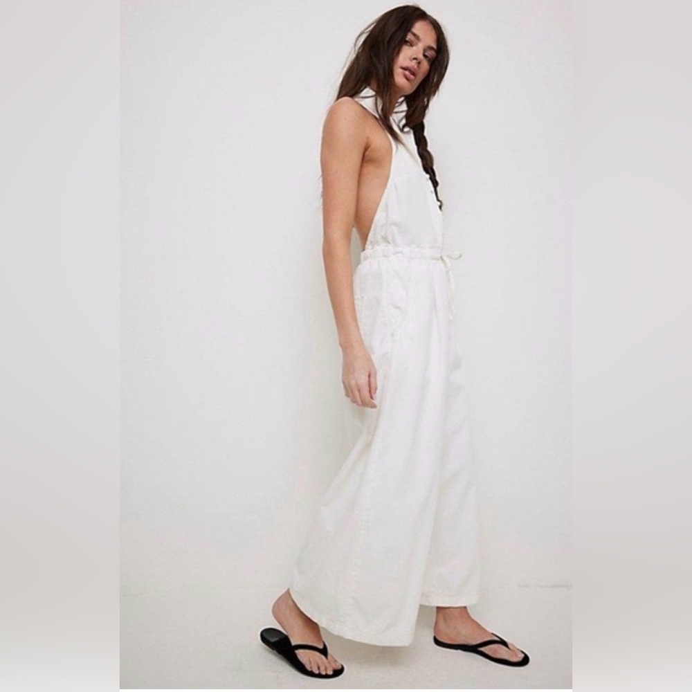 NWT We The Free Dion Wide Leg Halter Overalls Boho ivory Medium